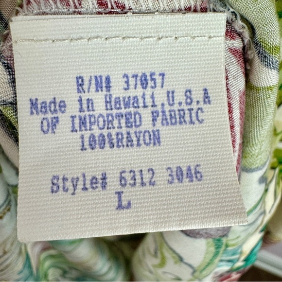 Tori Richard Vintage Palm Print Dress size L Honolulu made in Hawaii green - Picture 7 of 8